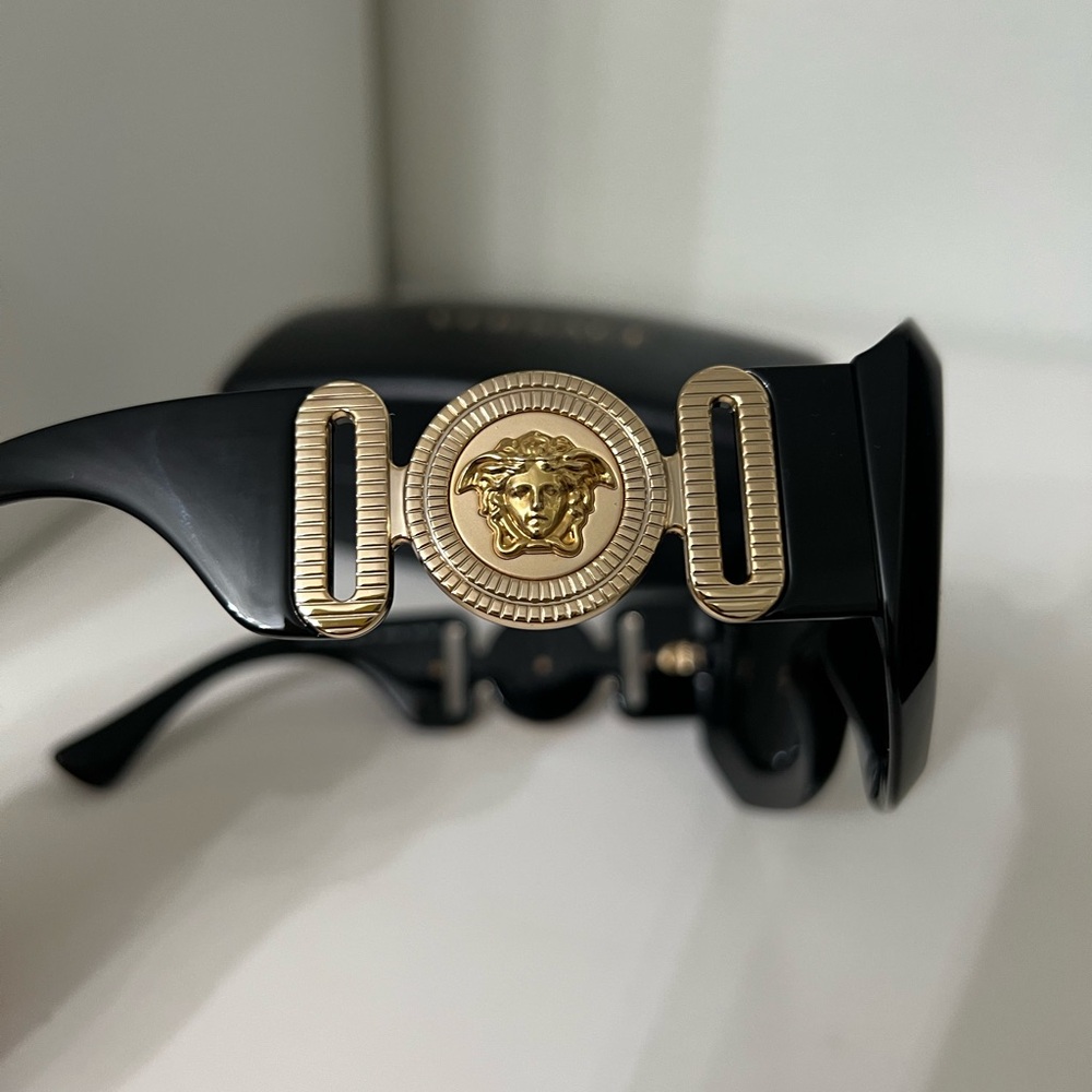Versace Black Angular Sunglasses - image 4